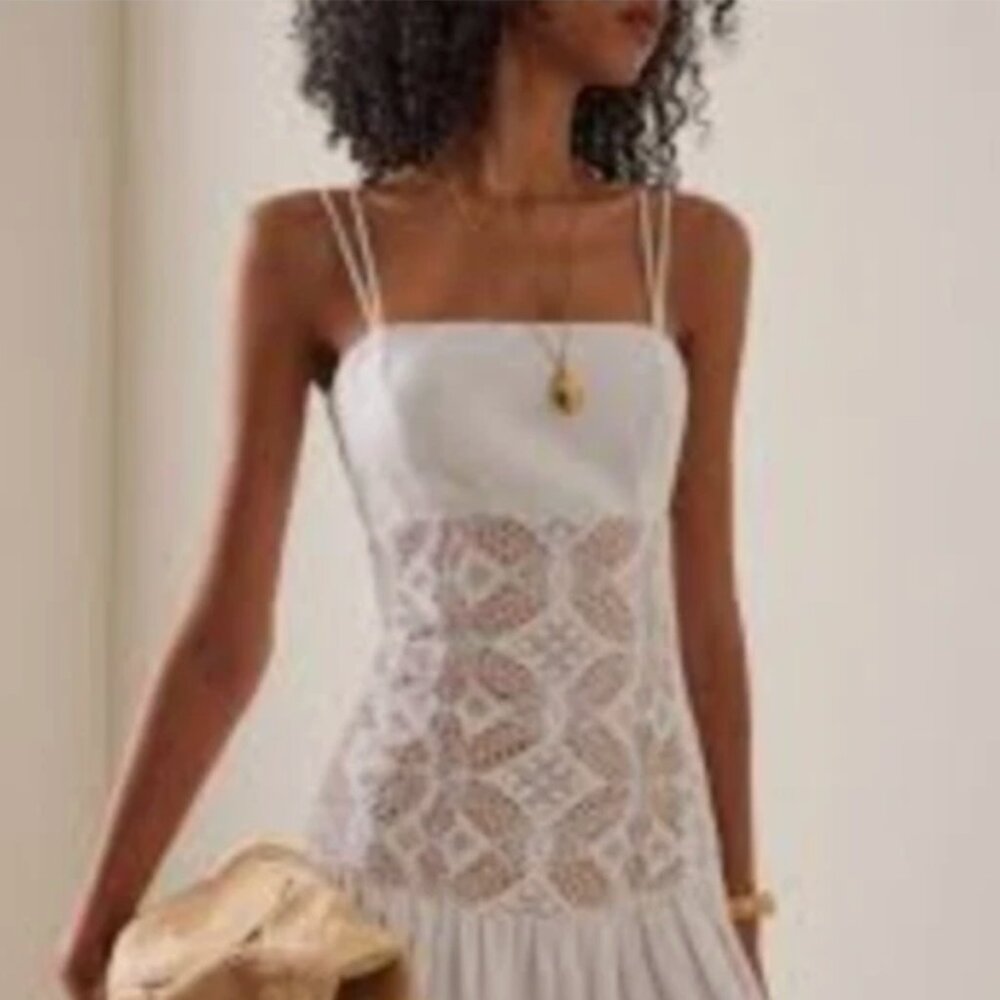 Silvia Tcherassi White Linen Pilar Maxi Gown, Size: MEDIUM - SOLD